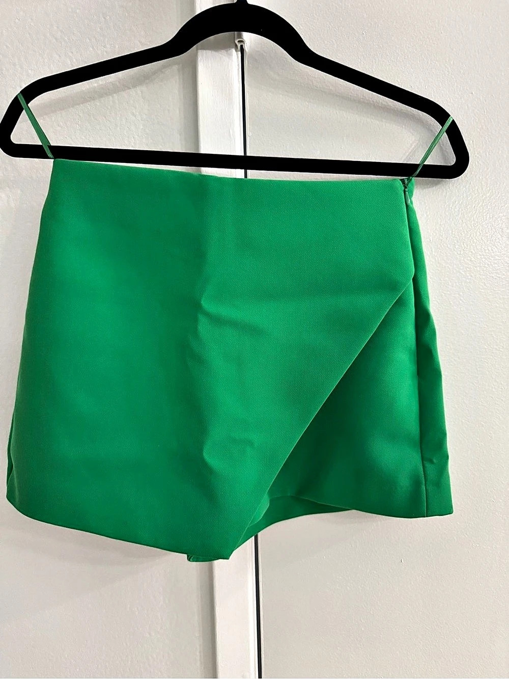 ZARA Asymmetrical Wrap Skort Green Medium